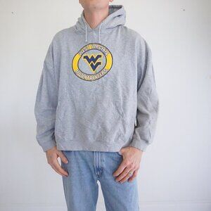 Vintage '90s NCAA West Virginia Mountaineers Gray Boxy Fit Hoodie Sweatshirt XL